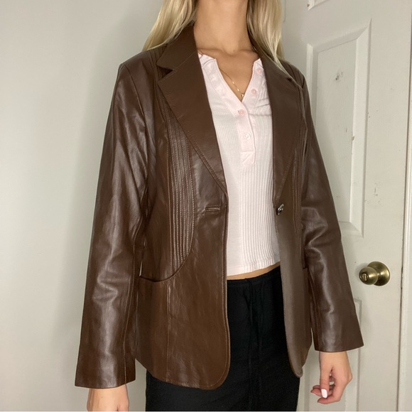 Vintage 70’s brown leather blazer/jacket - Picture 2 of 7